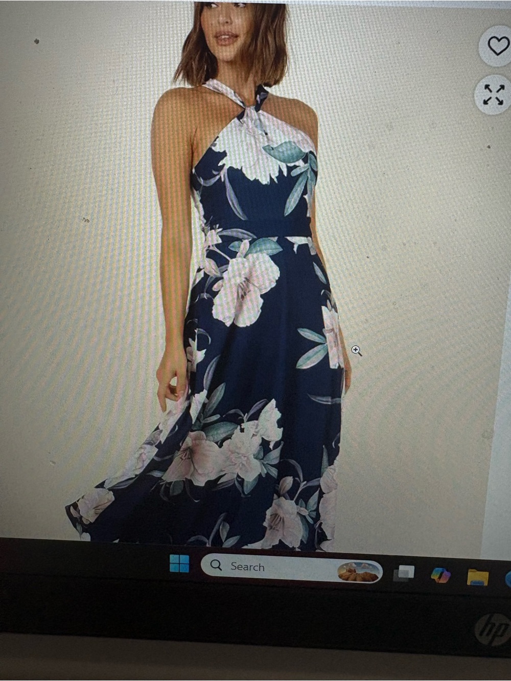 Petal & Pup Navy Floral Halter Maxi Dress with Pink Blooms